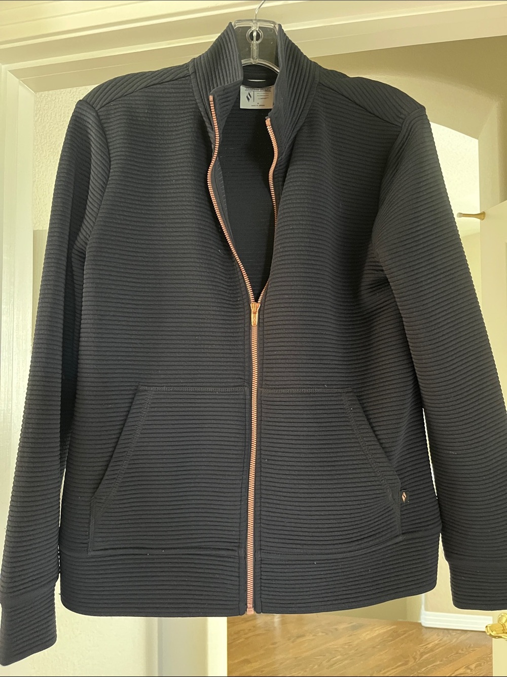 Skechers Black Ribbed Full-Zip Jacket with Rose Gold Zipper